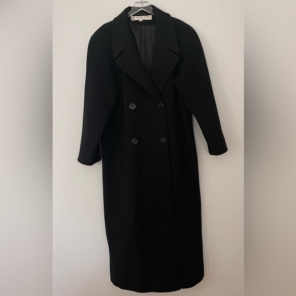 Evan Picone Jackets & Blazers - VINTAGE 80s Double Breasted Long Wool Coat Black 12P